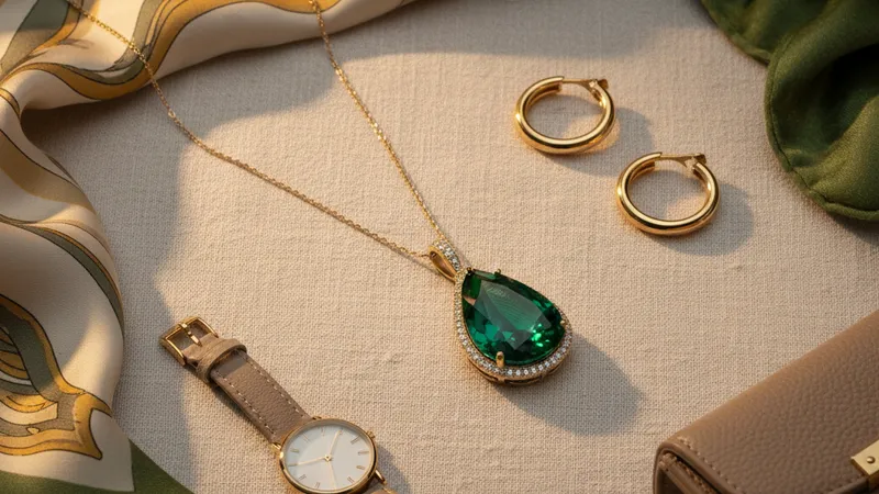 Styles de mode avec un pendentif en émeraude